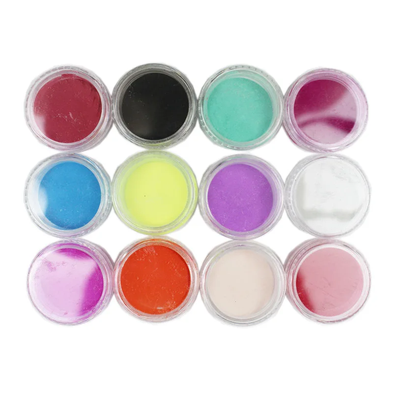 

12Jars/Set 12 Colors Acrylic Powder Dust Caving Powder Bulider Cave Sculpture For UV Gel Tips Glitter Nail Decoration Powder