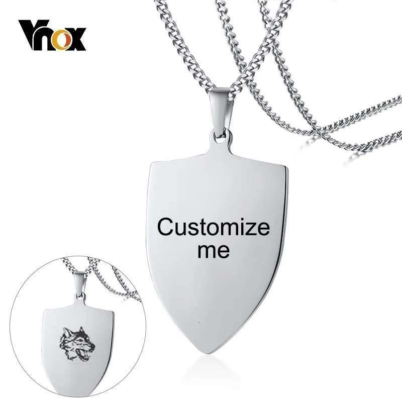 Vnox Персонализированная Защитная бирка для собак мужчин простая Подвеска из