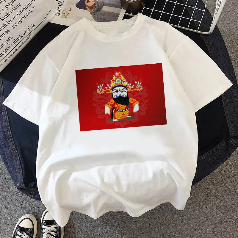 

Vogue T-shirt ladies summer casual T-shirt Women Casual White Tops Casual T Shirt acial makeup in Beijing Opera Fashion