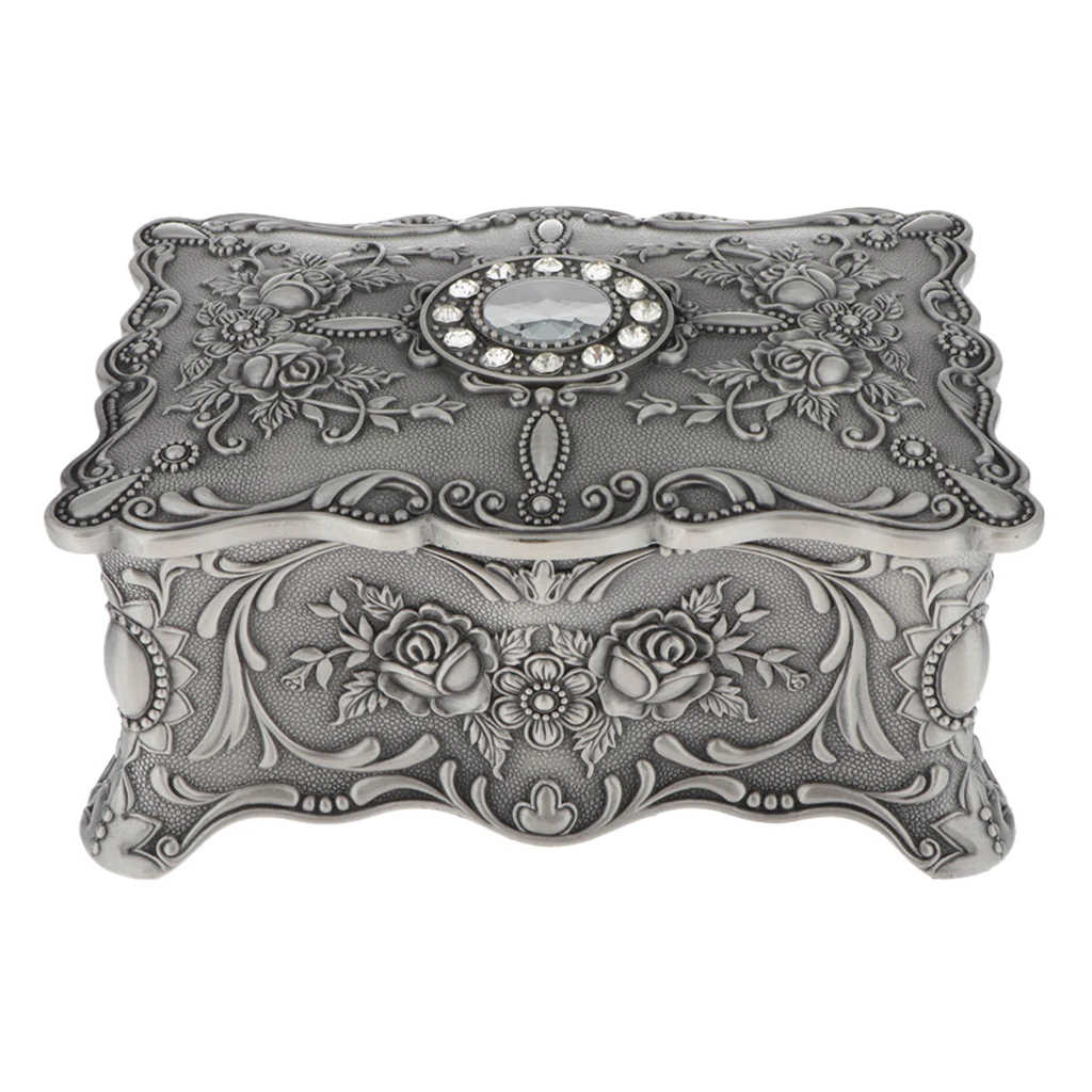

Classic Vintage Style Antique Tin Rectangle Jewelry Box Storage Case