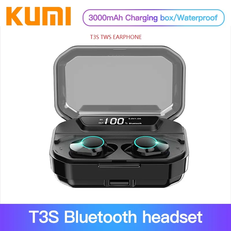 2020 беспроводные наушники KUMI T3S Bluetooth 5 0 стереогарнитура 6D водонепроницаемость IPX6