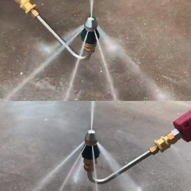

High Pressure Pipe Washer Dredging Cleaning Nozzle Sewer 1 Front Jet +6 Rear Jets Nozzle Washing Machine Drain Home Accesories