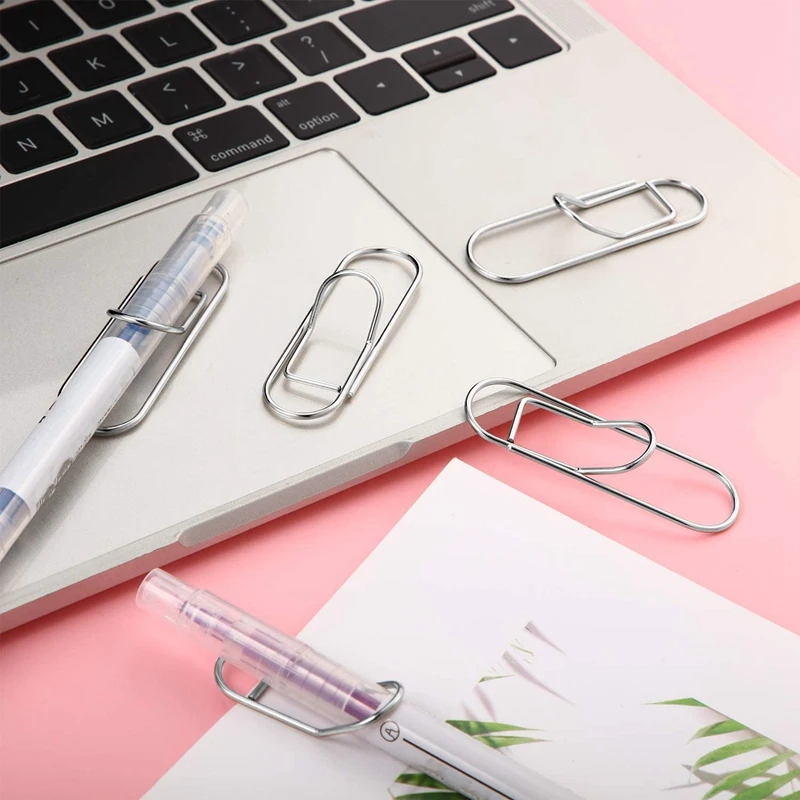 

50Pcs Pen Holder Clip Metal Pen Clip Paper Clip for Notebook Journal Paper Clipboard Picture Stationery Supply