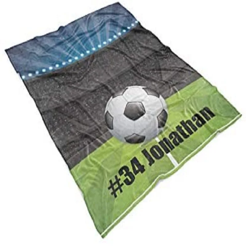 Offerte Pile Da Calcio Personalizzato E Coperta Da Tiro Sherpa-nome E Numero Per Coperte Da Bambino Per Ragazzi Perfette Per Biancheria Da Letto O Regalo