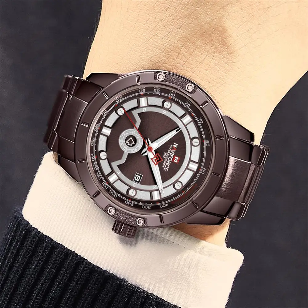 Новые часы NAVIFORCE для мужчин s Топ люксовый бренд Мужские с полностью стальным