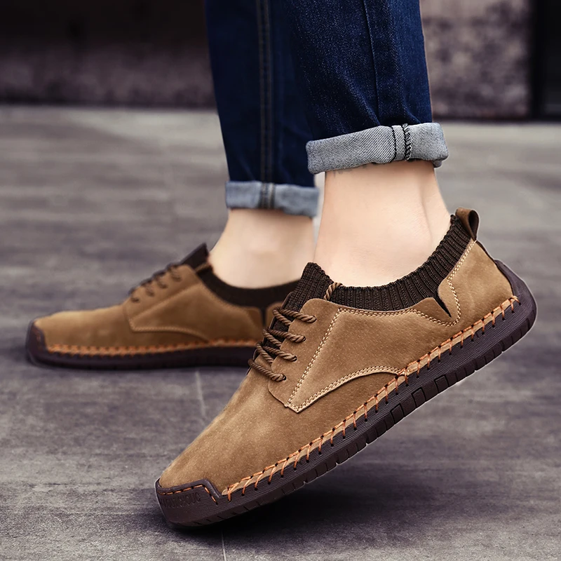 

Men Shoes Sneakers Casual cow suede Leather Shoes slip on Driving Moccasins Autumn Winter Krasovki Men's Shoes big size 48