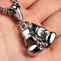 high quality stainless steel chain pair double boxing glove pendant charm fitness rock punk jewelry collar cool necklace