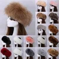 2021 winter thick furry hairband fluffy russian faux fur women girl fur headband hat winter outdoor earwarmer ski hats hot