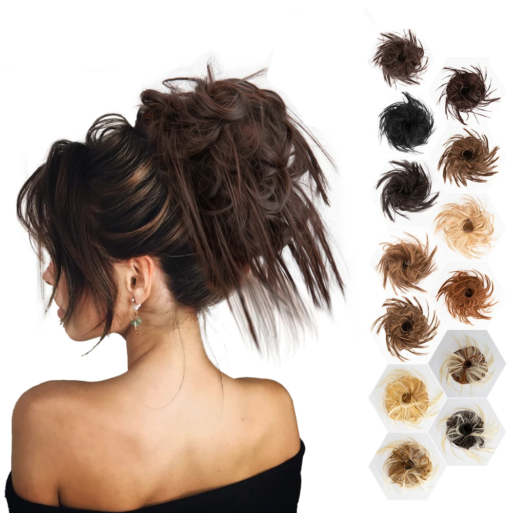 Alileader 5 дюйма вьющиеся волосы булочка Scrunchie шиньон Короткие хвост Синтетический