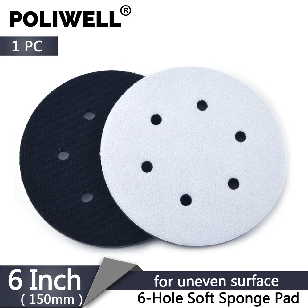 Поливилл, 1 шт., 6 дюймов, 150 мм, 6 отверстий, мягкая губчатая прокладка для интерфейса, подкладка с крючком и петлей, Защита дисков