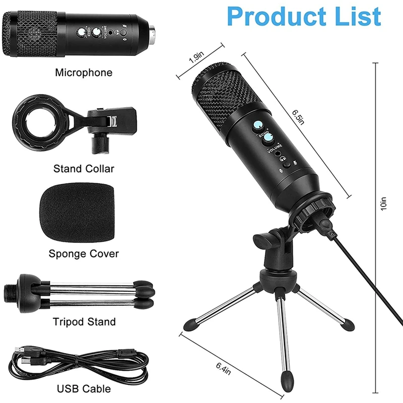 Конденсаторный микрофон с подставкой USB для компьютерного использования игр