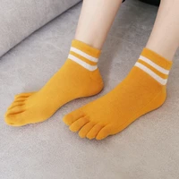 fashion striped short five toe socks women pure cotton soft breathable funny socks five finger ankle sock calcetines mujer meias