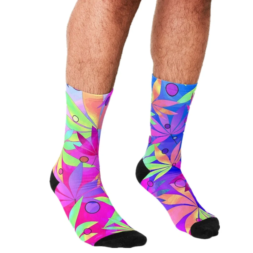 

2021 Men Socks harajuku Weed leaf pattern Printed personality Happy hip hop Novelty Skateboard Crew Casual Crazy Funny Socks