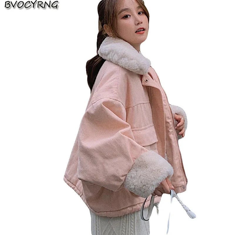 

Cotton jacket 2020 new lamb wool coat female winter Thicken cotton parka Korean loose cotton women's jacket Short students tops
