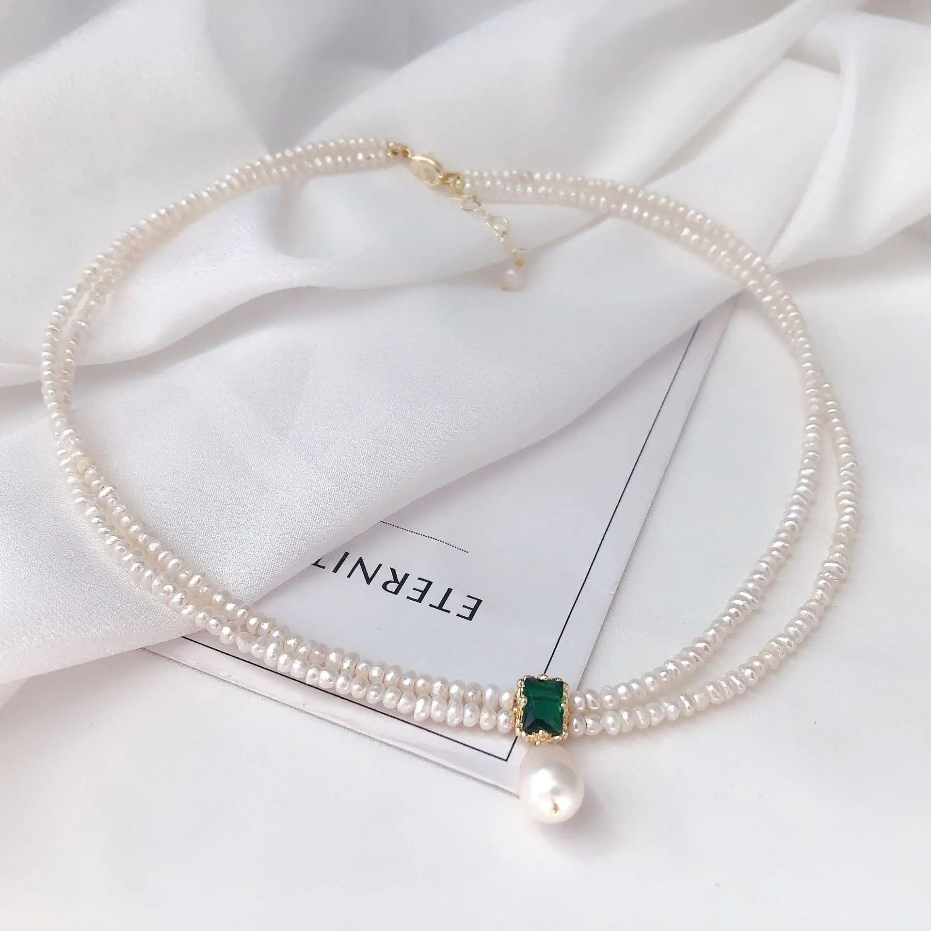 

Double layer freshwater pearl necklace noble and elegant jewelry jewelry all-match Korean female clavicle chain wholesale gift