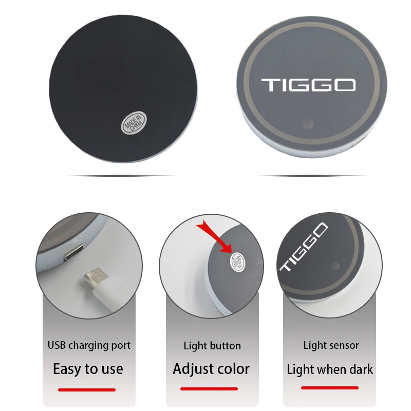 Световой автомобильные чашки держатель 7 Красочные автомобильная светодиодная