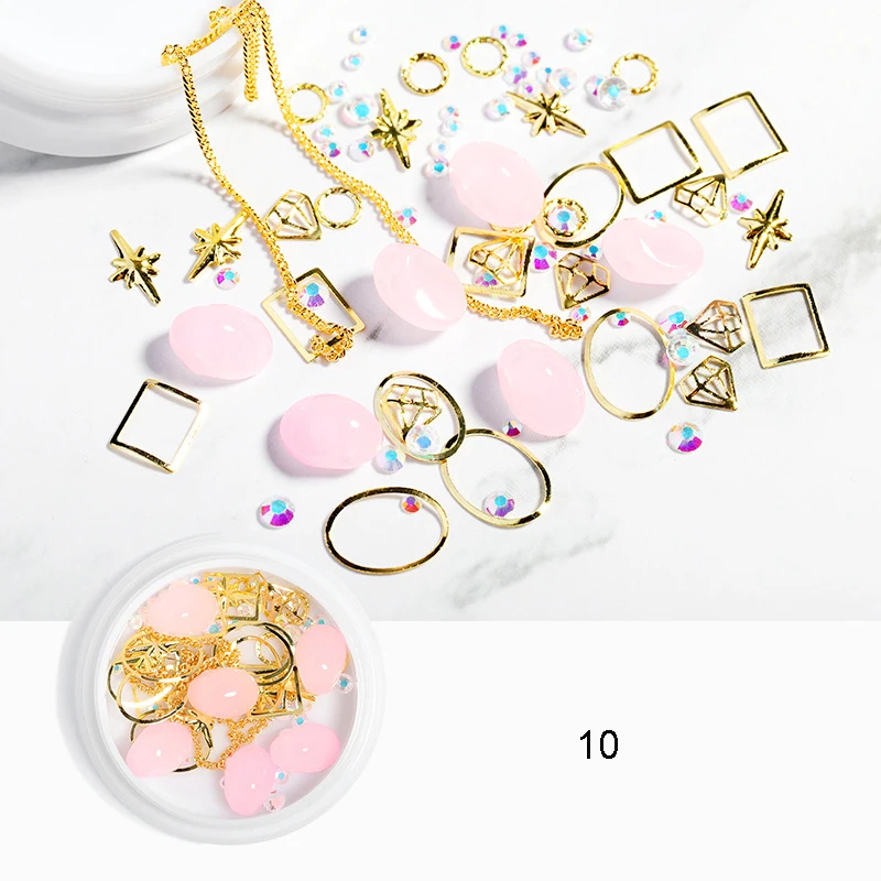 

New Fashion A Box Metal Chain Gold Nail Sequins Glitter Rhinestone For DIY Nail Arts Decoration Charm 3D Nial Accessories
