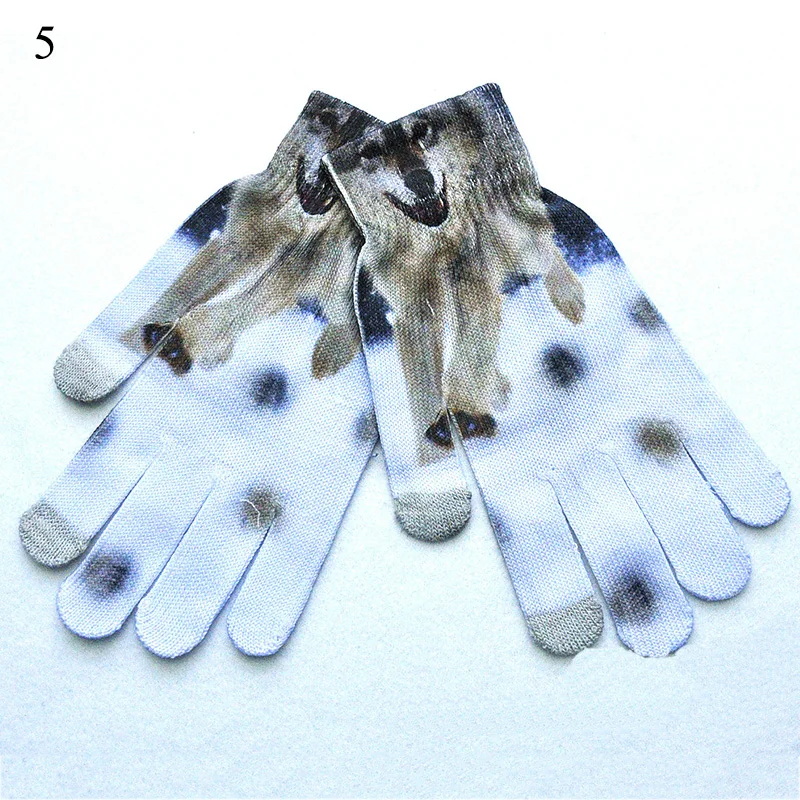 Варежки перчатки для женщин и мужчин теплые трикотажные с 3D принтом сенсорного