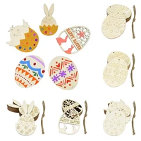 10pcs oval wood slices easter wooden egg bunny chick crafts unfinished wood diy easter eggs happy easter decoration party 2021