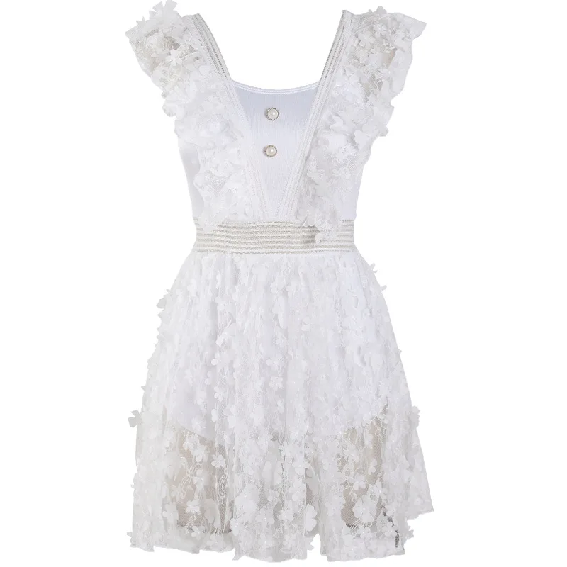 

Swimwear Women's Bather Monokini Kaftan Swimming Costume Women One Piece Swimsuit Push Up French Retro White Lace Mesh Sexy