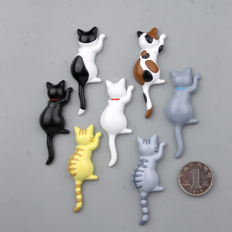 

7pcs Cartoon Cute Kawaii Cat Back Fridge Magnet Resin Animal Model Creative Gift for Kids Kitchen Home Decor Figurines YWLZ23