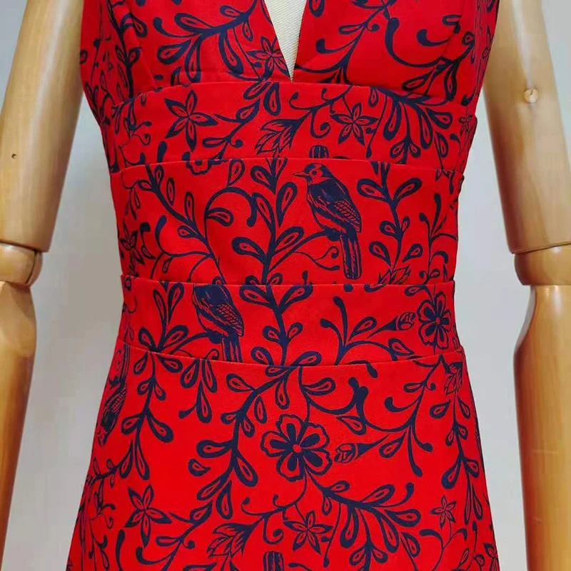 

SISPELL Sexy Dresses For Female Deep V Neck Sleeveless V Neck Off Shoulder High Waist Slimming Print Hit Color Women's Dress New