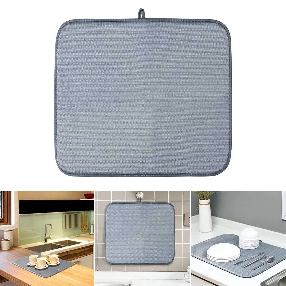 Моющийся коврик из микрофибры для сушки посуды большой абсорбирующий кухни 41*46
