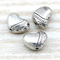 200 pcs antique silver zinc alloy heart spacer beads 9x7mm diy jewelry fit beaded bracelet d29