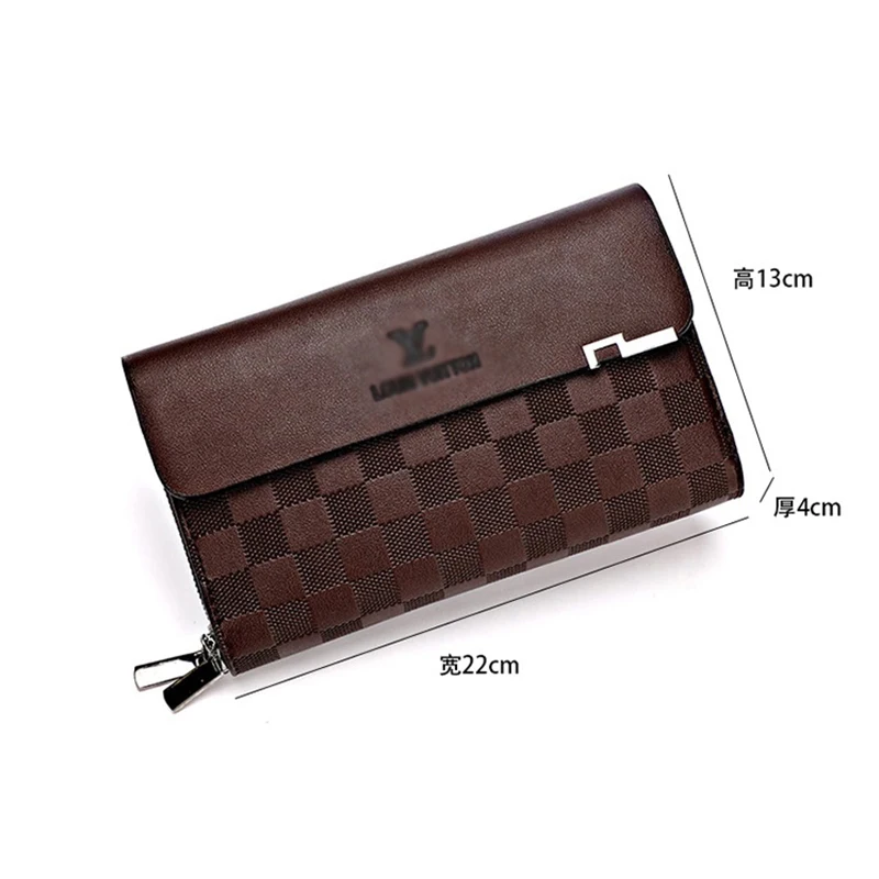 

Double zipper men's bag, female bag, clutch bag, large-capacity multi-card men's wallet