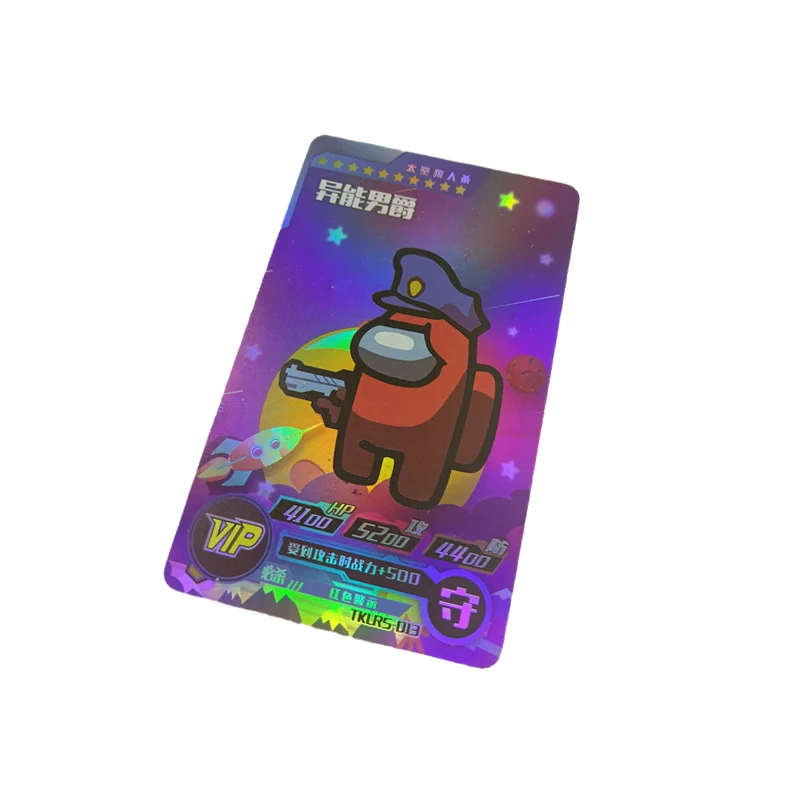 Cartas originales de Among Us para ni&ntilde;os, colecci&oacute;n de personajes de Anime, tarjeta Flash, Barrage, bronce, juego de batalla, regalo de cumplea&ntilde;os-5