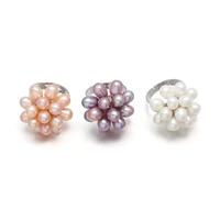 natural freshwater drop pearl ring jewelry adjustable rings for women white pink and purple three colors rings for women