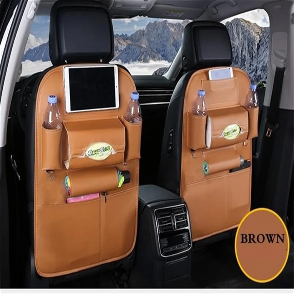 Продажа Сумка из искусственной кожи с несколькими карманами для спинки автомобильного сиденья, подвесная сумка-Органайзер для хранения, автомобил...
