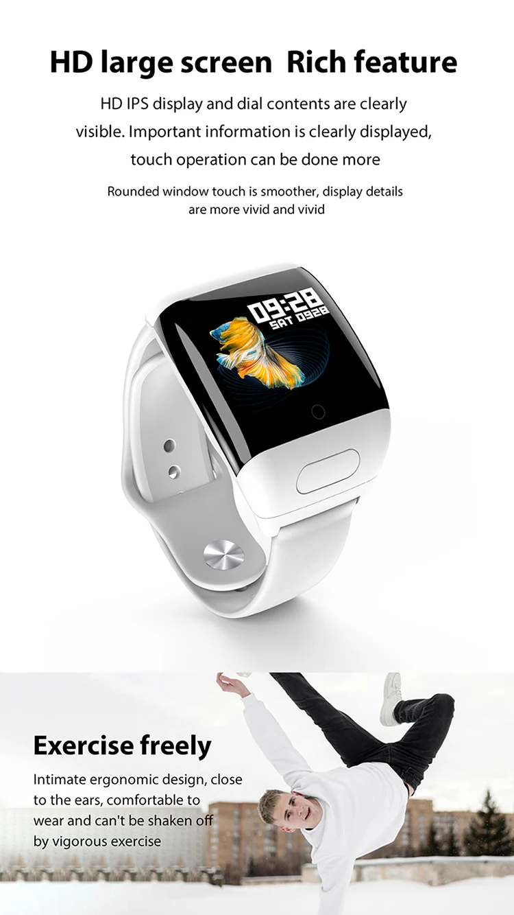 Беспроводные Смарт-часы M8 BT водонепроницаемый браслет как наушники унисекс