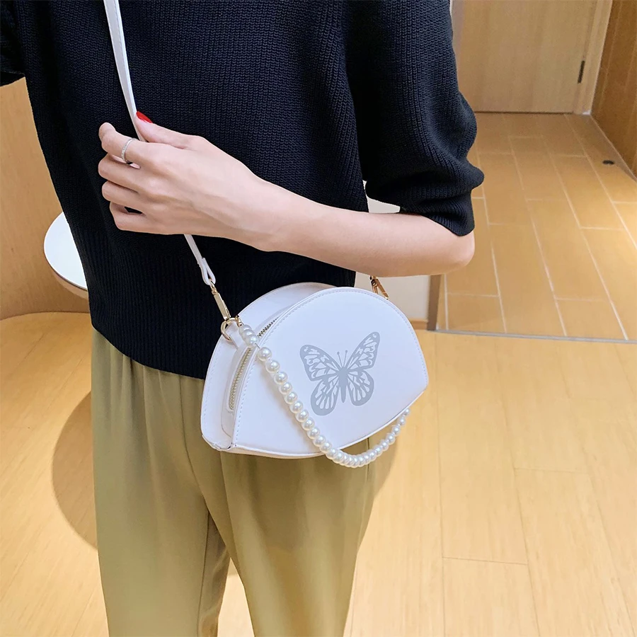 

Butterfly Pattern Pearl Handbags for Women PU Leather Shoulder Bags New Crossbody Bags Casual Messenger Handbags Coin Purse