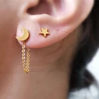 Серьги-гвоздики женские из нержавеющей стали, в форме Луны, звезды