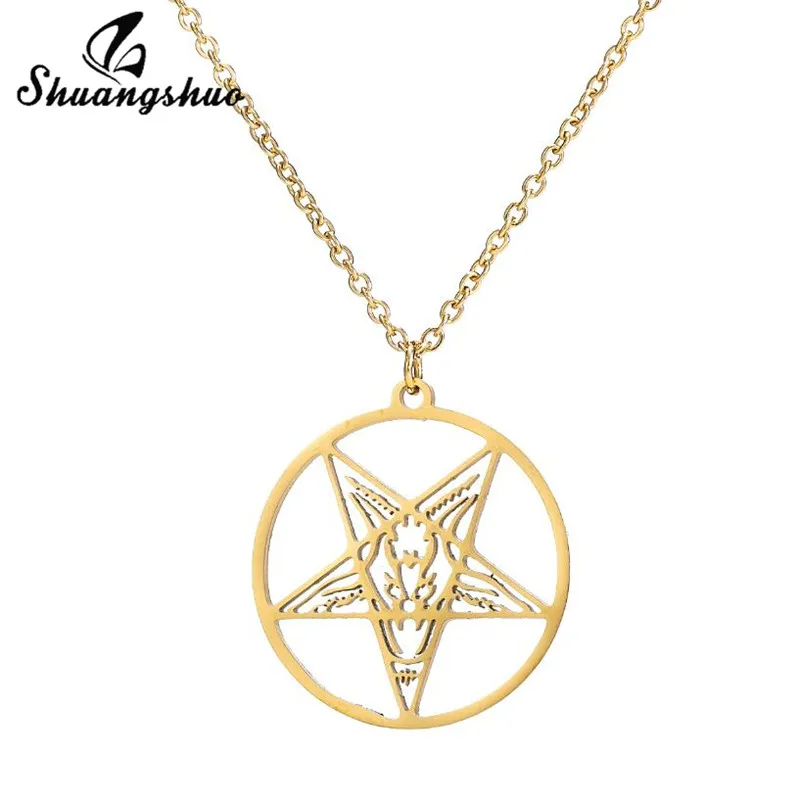 Shuangshuo сатанинский символ Bijoux Talisman Baphomet ожерелье из нержавеющей стали козья