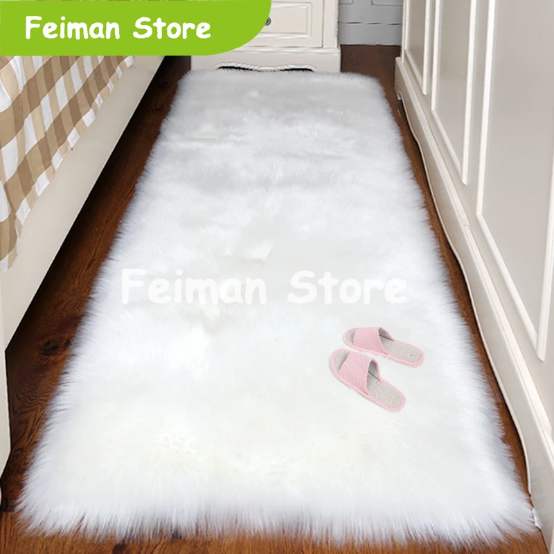 Artificial Wool Carpet Rectangle/Square garnish Faux Mat Seat Pad Plain Skin Fur Plain Fluffy Area Rugs Washable Home Textile