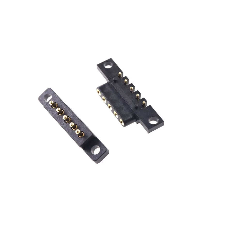 5 Pairs Pogo Pin Pole Spring Loaded Connector 2.54 mm Pitch Through Hole Flange Panel Mount Single Row Strip Female Male Probe |