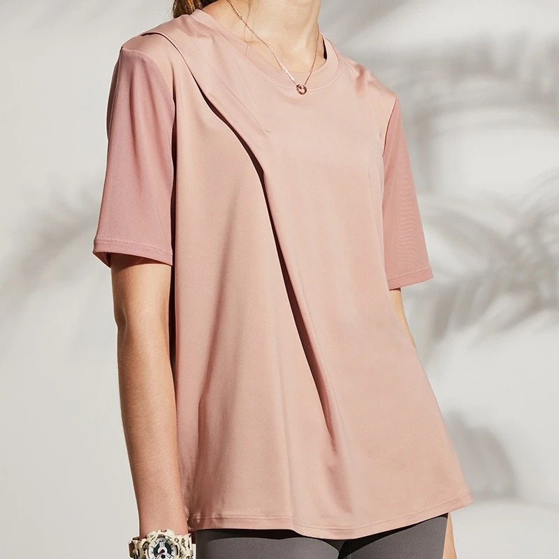 Loose Sport Shirt Fitness Seamless Crop Top Yoga Tank Workout Tops Sports Bra For Women Gym Running T shirt Activewear Shirts | Спорт и