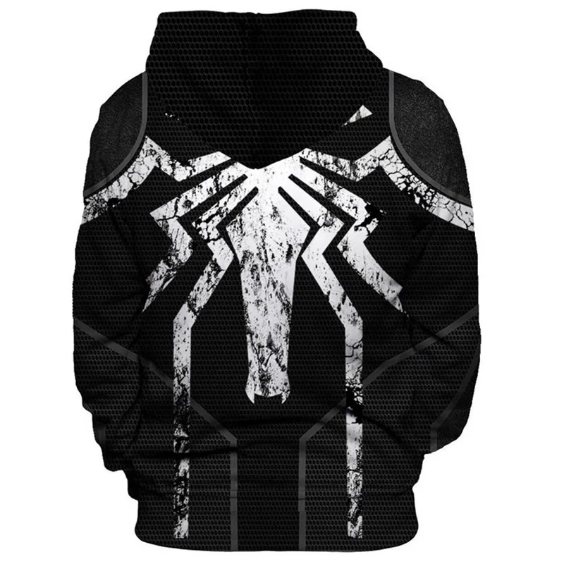 Весенне осенние новые толстовки с 3D принтом Venom повседневные капюшоном длинными