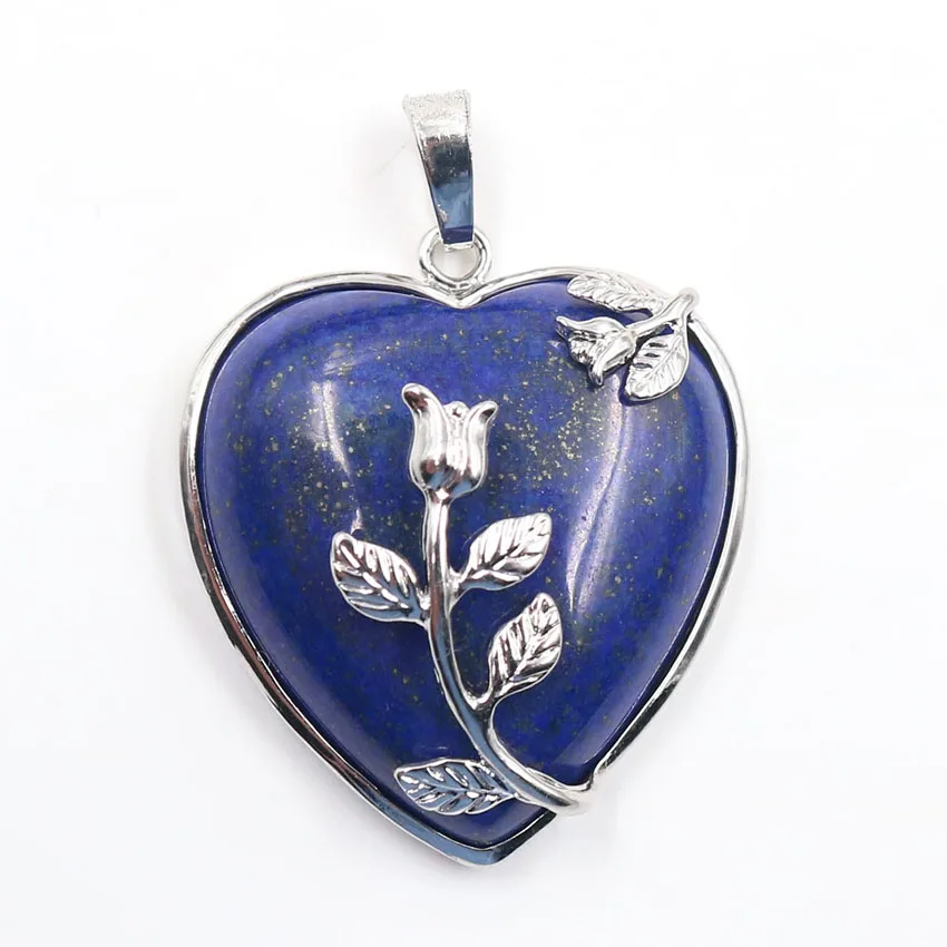 FYJS уникальный посеребренный цветок в форме листа аметист любовь сердце подвеска