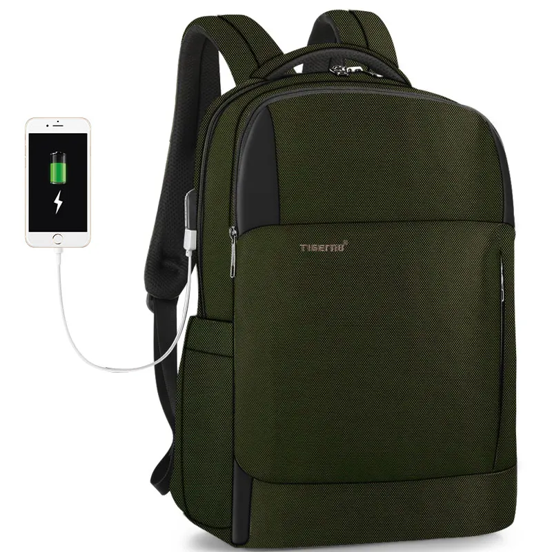 Army green Новая мода RFID Анти-кражи Для мужчин 15,6 дюймов рюкзак для ноутбука зарядка через usb мужской женский прочный школьные сумки Mochilas Masculina - Цвет: Army green