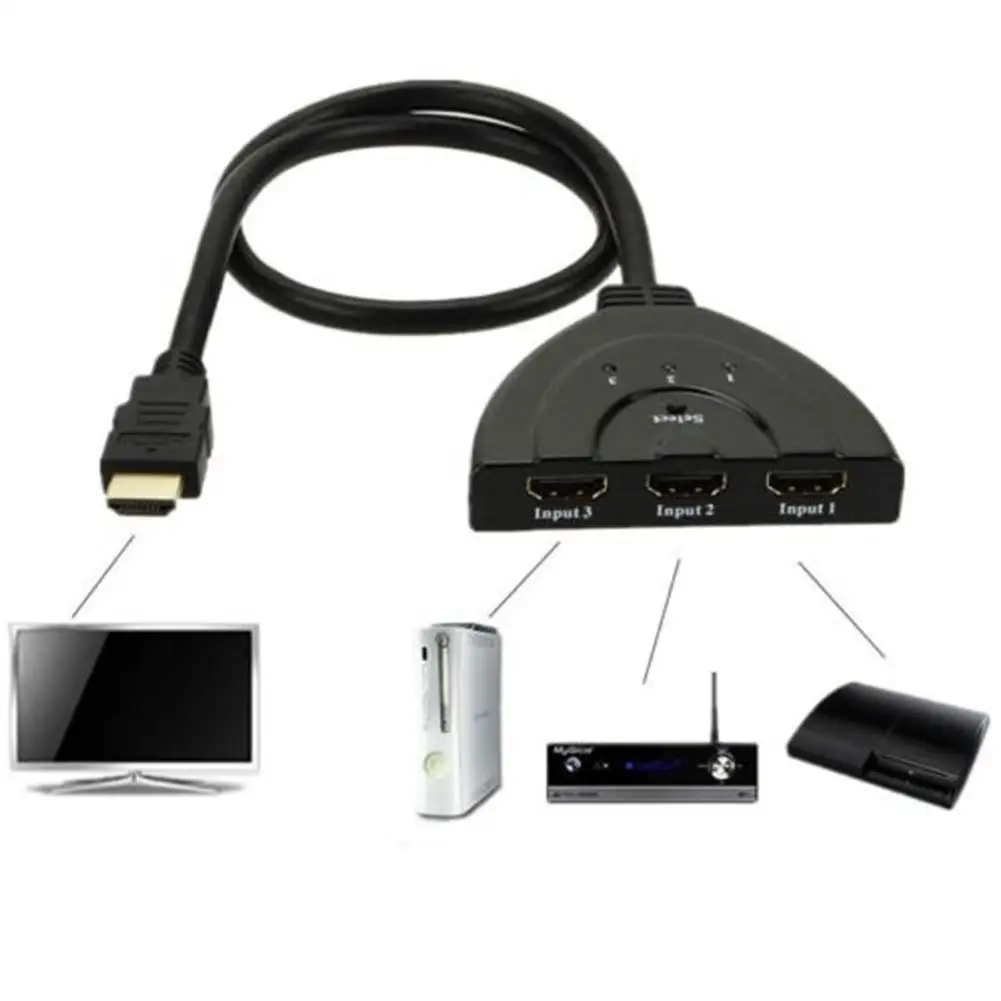 Kuulee Мини автоматический кабель HDMI адаптер 3 Вход 1 переключатель сплиттер для HDTV