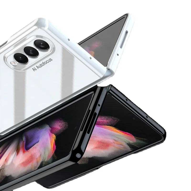 phone case for samsung galaxy z fold 3 5g cover pc piano highlight lacquer solid color fold washable shockproof fitted fundas free global shipping