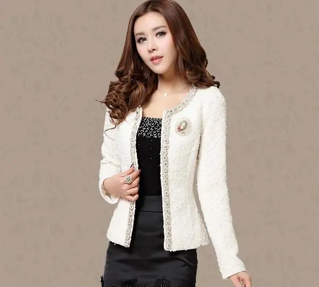 Chaquetas Mujer 2021 размера плюс черный белый цвет для женщин Осень зима кардиган с