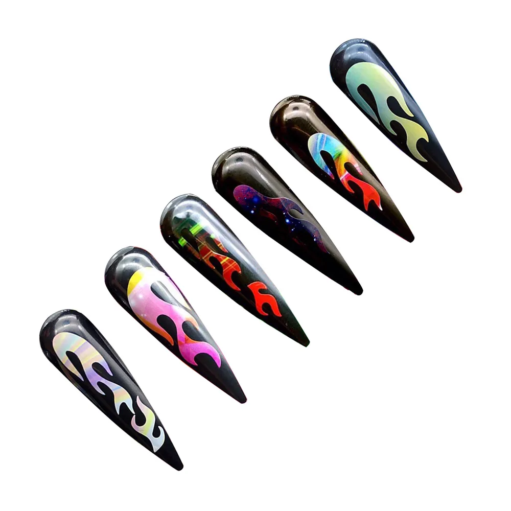 6 листов переводные наклейки для ногтей цветные листы полые дизайна