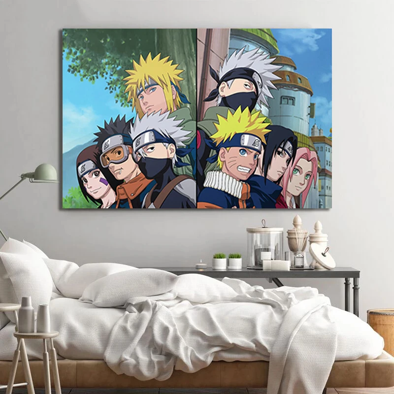 

Bandai Anime Naruto Poster Team 7 Kakashi Sasuke Nohara Rin Design Canvas Painting Mural Child Bedroom Home Cartoon Decor Gifts