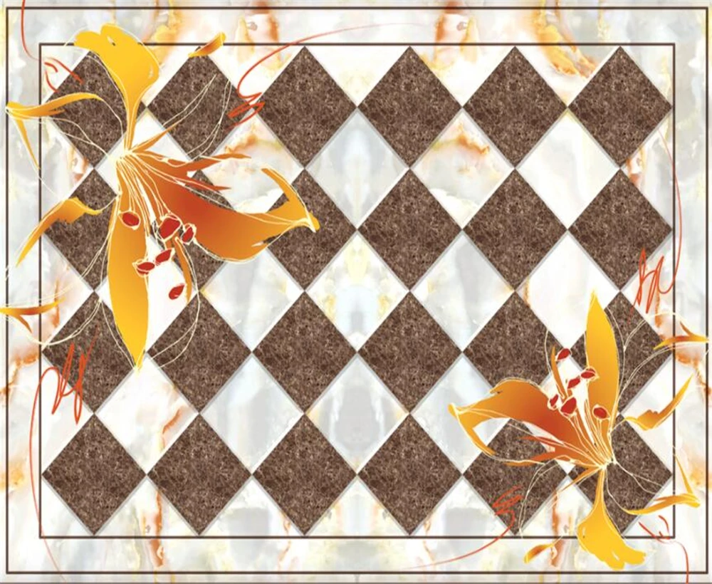beibehang Large Custom Wallpapers European Marble Pattern Box Yellow Lily TV Wall Background Decoration | Обустройство дома