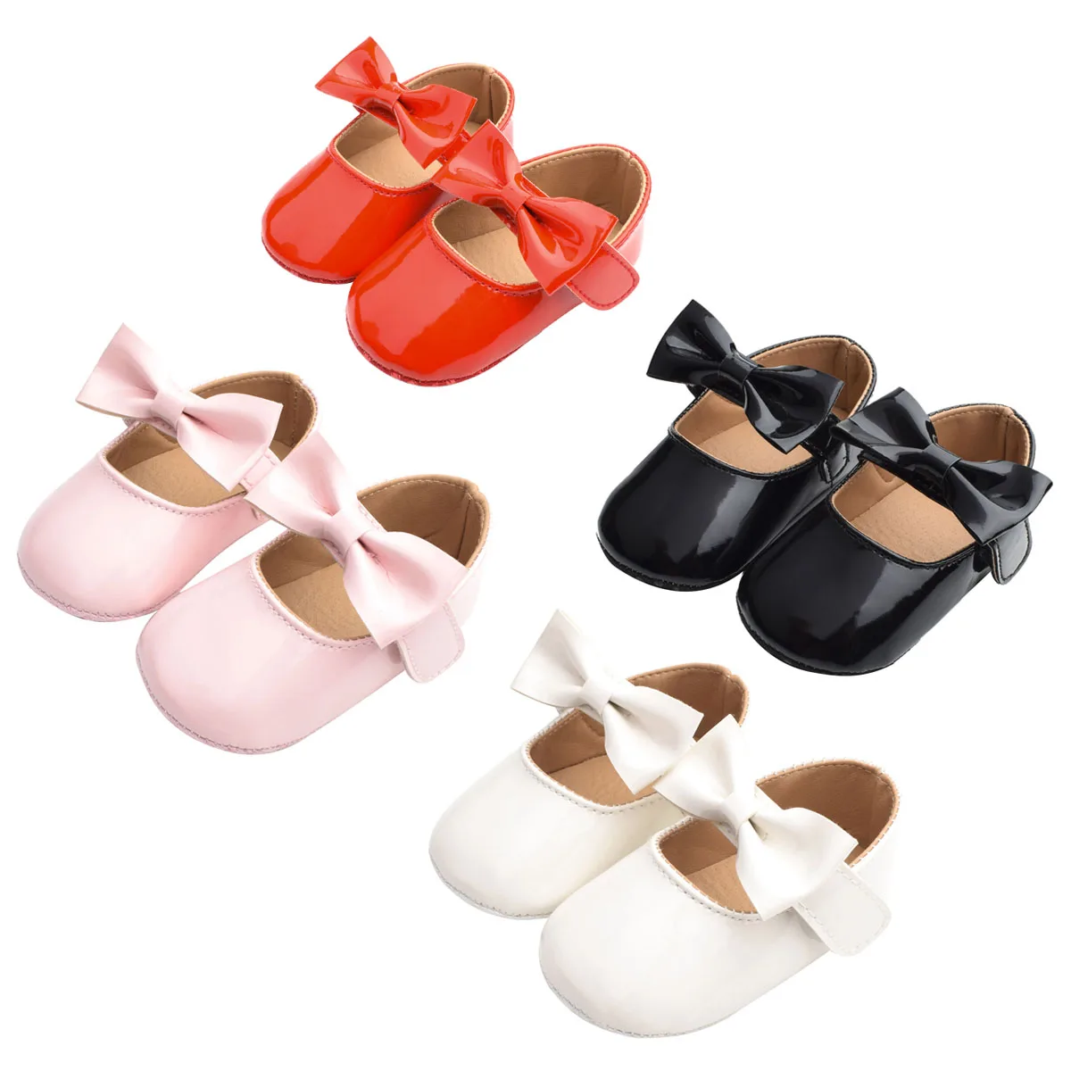 Обувь для маленьких девочек Однотонная Милая нескользящая подошва с бантиком