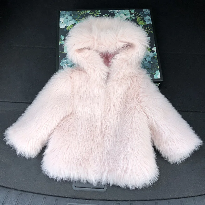 2-10Y Winter kids faux fur Hood coats Jacket long sleeve Warm Christmas birthday Girl Coat parka for teenage Kids Clothes | Детская